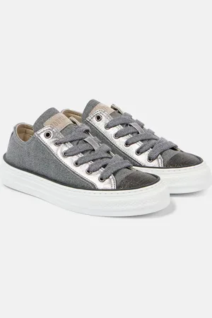 Brunello Cucinelli Sneakers Monili aus Canvas mit Metallic-Leder