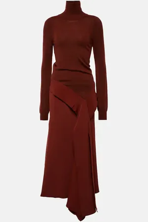 Victoria Beckham Midikleid aus Wolle und Crêpe