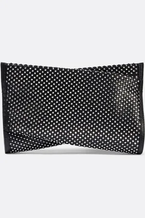Christian Louboutin Clutch Loubitwist Small aus Leder mit Kristallen