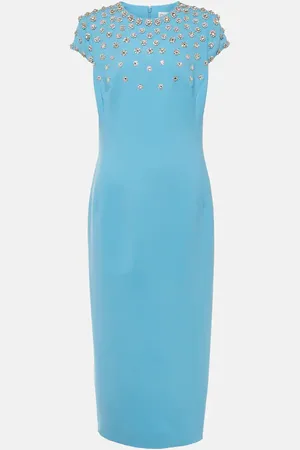 Oscar de la Renta Verziertes Midikleid aus einem Wollgemisch
