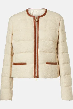 Moncler Daunenjacke Serinde aus Bouclé mit Leder