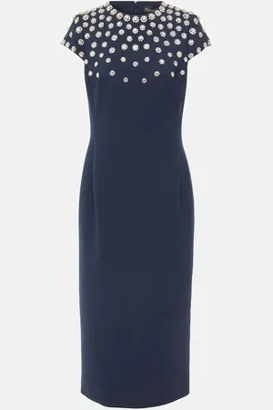 Oscar de la Renta Verziertes Midikleid aus einem Wollgemisch