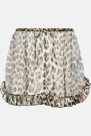 Ganni Bedruckte Shorts aus Chiffon
