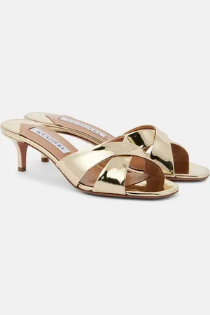 Aquazzura Pantoletten Divine 50 aus Metallic-Leder