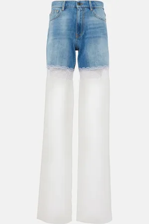 Nensi Dojaka High-Rise Wide-Leg Jeans mit Tüll