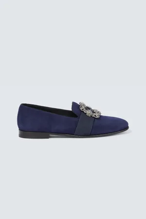 Manolo Blahnik Verzierte Loafers Carlton aus Veloursleder
