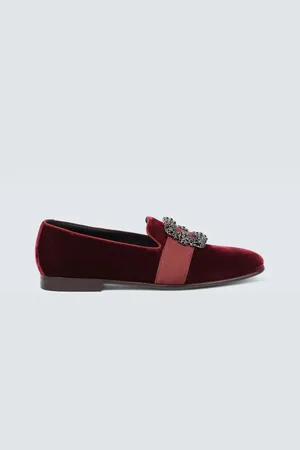 Manolo Blahnik Verzierte Loafers Carlton aus Samt
