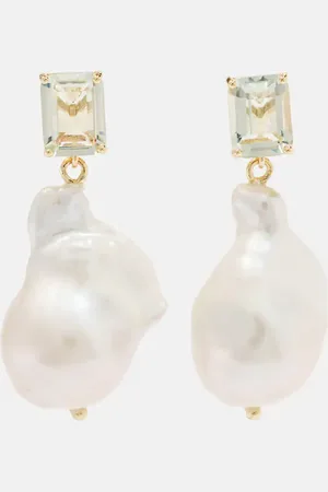 Mateo Ohrringe aus 14kt Gelbgold mit Amethyst und Barockperlen