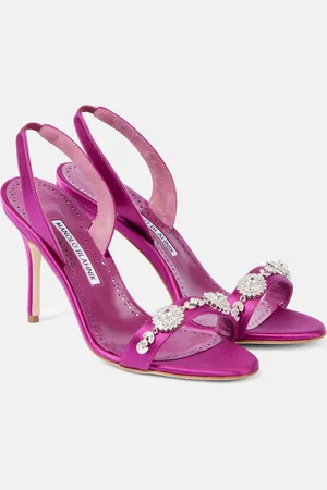Manolo Blahnik Verzierte Slingback-Sandalen Lamisan aus Satin