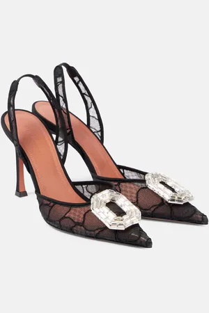 Amina Muaddi Verzierte Slingback-Pumps Camelia 90 aus Spitze