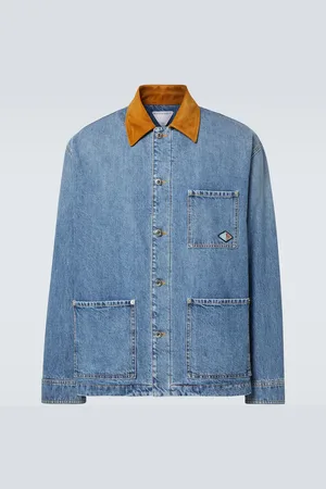 Bottega Veneta Wattierte Jeansjacke mit Veloursleder