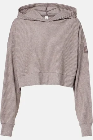 alo Cropped-Hoodie Muse aus Rippstrick