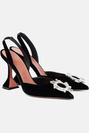 Amina Muaddi Verzierte Slingback-Pumps Begum 95 aus Samt