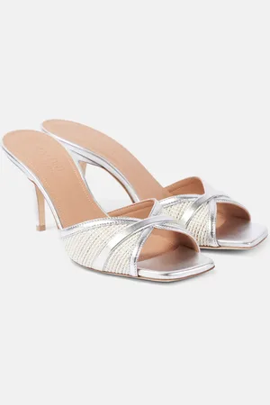 MALONE SOULIERS Sandalen Perla 70 aus Raffiabast mit Metallic-Leder