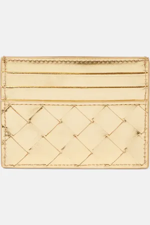 Bottega Veneta Kartenetui Gemelli aus Metallic-Leder