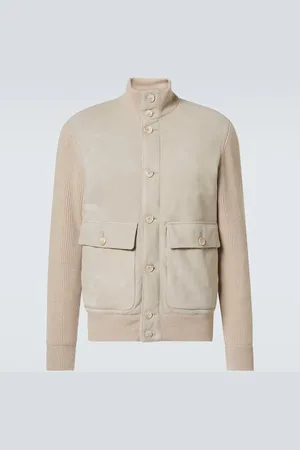 Brunello Cucinelli Jacke aus Veloursleder und Strick