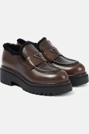 Prada Loafers aus Leder mit Shearling