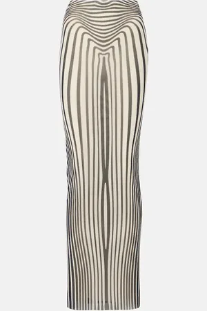 Jean Paul Gaultier The Navy Blue Body Morphing Maxirock aus Mesh