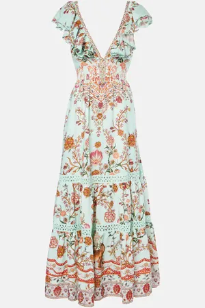 Camilla Bedrucktes Maxikleid aus Leinen