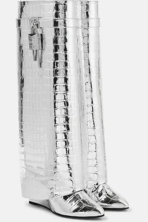 Givenchy Stiefel Shark Lock aus Metallic-Leder
