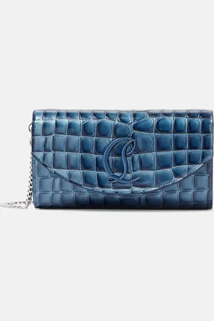 Christian Louboutin Portemonnaie mit Kettenriemen aus Metallic-Leder