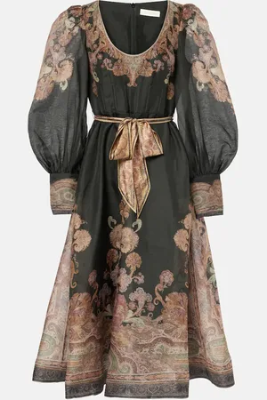 ZIMMERMANN Midikleid Illustration aus Leinen und Seide