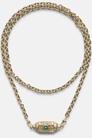 Marie Lichtenberg Halskette Good Things aus 18kt und 14kt Gelbgold mit Diamanten und Onyx