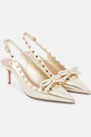 VALENTINO GARAVANI Slingback-Pumps Rockstud 70 aus Metallic-Leder