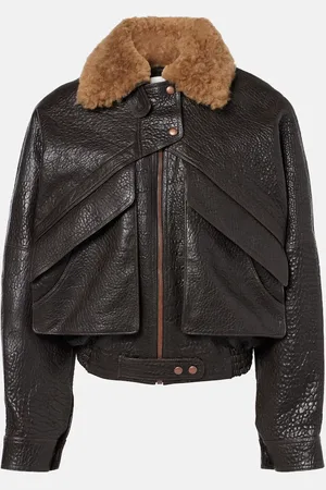 MAGDA BUTRYM Cropped-Lederjacke mit Shearling
