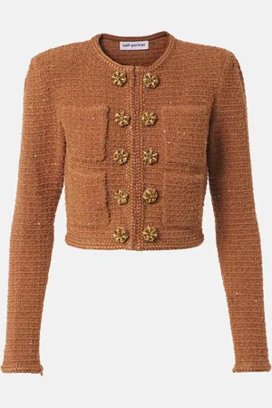 Self-Portrait Jacke aus Bouclé mit Kristallen und Pailletten