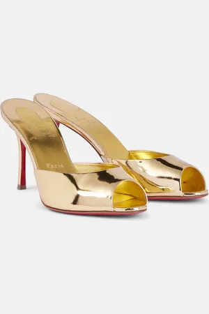 Christian Louboutin Pantoletten Me Dolly aus Metallic-Leder