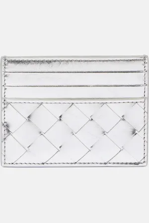 Bottega Veneta Kartenetui Gemelli aus Metallic-Leder