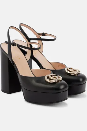 Gucci Verzierte Plateau-Pumps Double G aus Leder