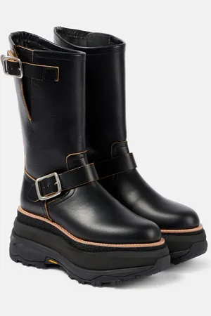 SACAI Plateau-Bikerstiefel aus Leder