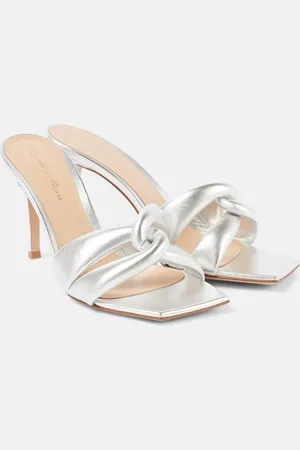 Gianvito Rossi Pantoletten Amour 90 aus Metallic-Leder