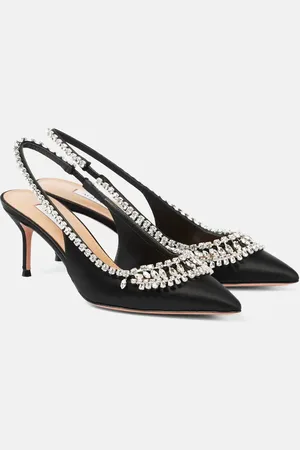 Aquazzura Slingback-Pumps Crystal Crush aus Satin mit Kristallen