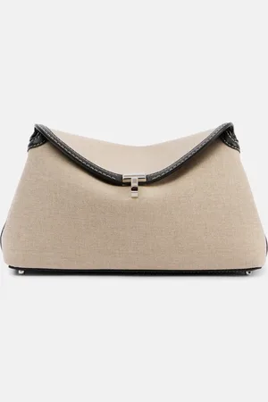 Totême Clutch T-Lock aus Canvas mit Leder