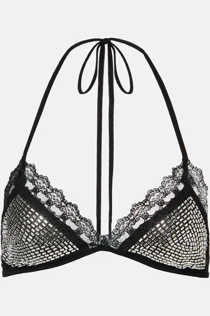 The Attico Bralette mit Spitze und Kristallen