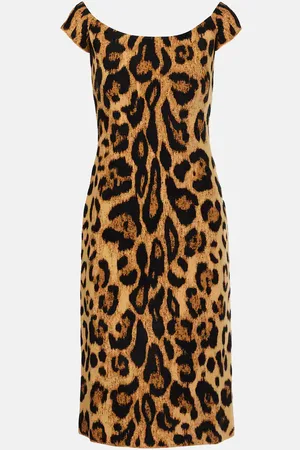 Oscar de la Renta Bedrucktes Off-Shoulder-Midikleid