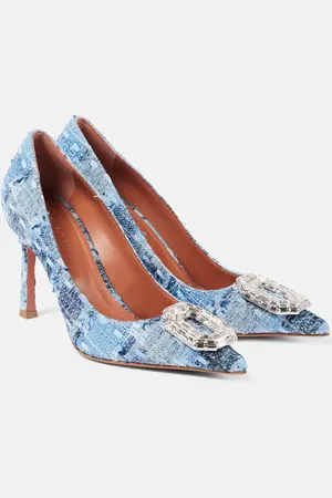 Amina Muaddi Verzierte Pumps Camelia 90 aus Tweed