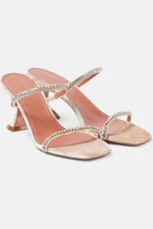 Amina Muaddi Sandalen Gilda 70 aus Samt mit Kristallen