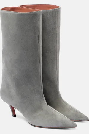 Amina Muaddi Stiefel Fiona 60 aus Veloursleder