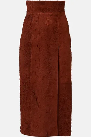 Alexander McQueen High-Rise-Midirock aus Veloursleder