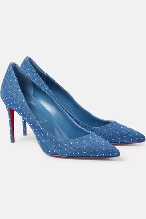 Christian Louboutin Verzierte Pumps Kate 85 aus Denim