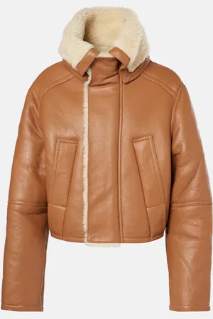 Victoria Beckham Lederjacke mit Shearling