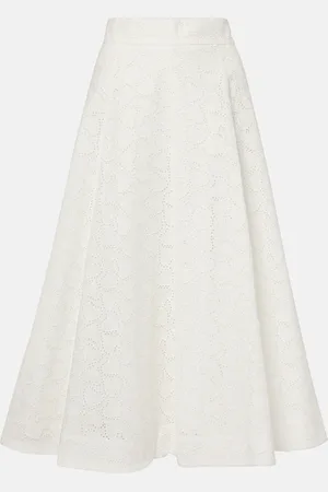 ZIMMERMANN Bestickter Midirock Crush aus Leinen