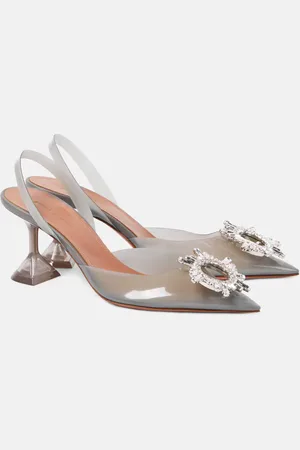 Amina Muaddi Verzierte Slingback-Pumps Begum Glass 70