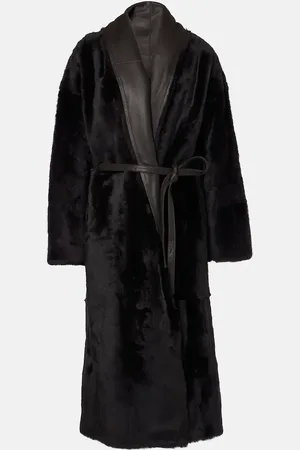 YVES SALOMON Mantel aus Shearling mit Leder