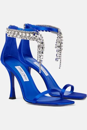 Jimmy Choo Sandalen Verity 100 aus Satin mit Kristallen