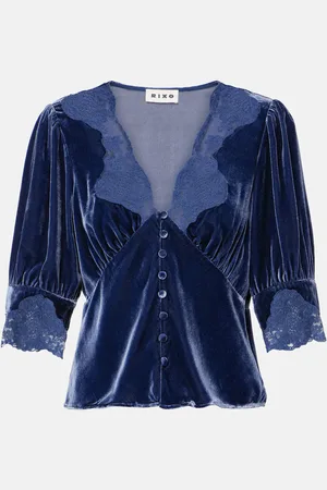 RIXO London Top Amanda aus Samt mit Spitze